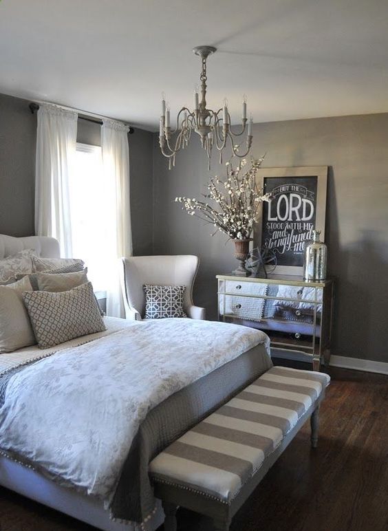 chambre glam murs taupe