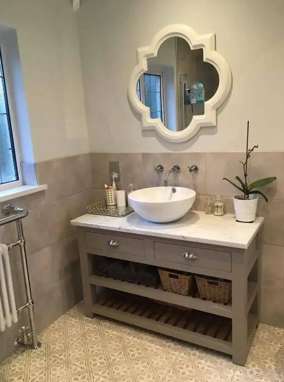 meuble sous lavabo couleur taupe