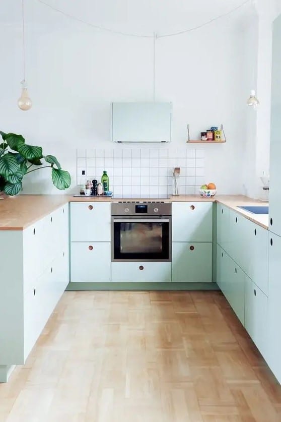 cuisine scandinave vert pastel