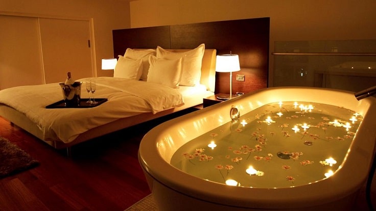 baignoire romantique chambre