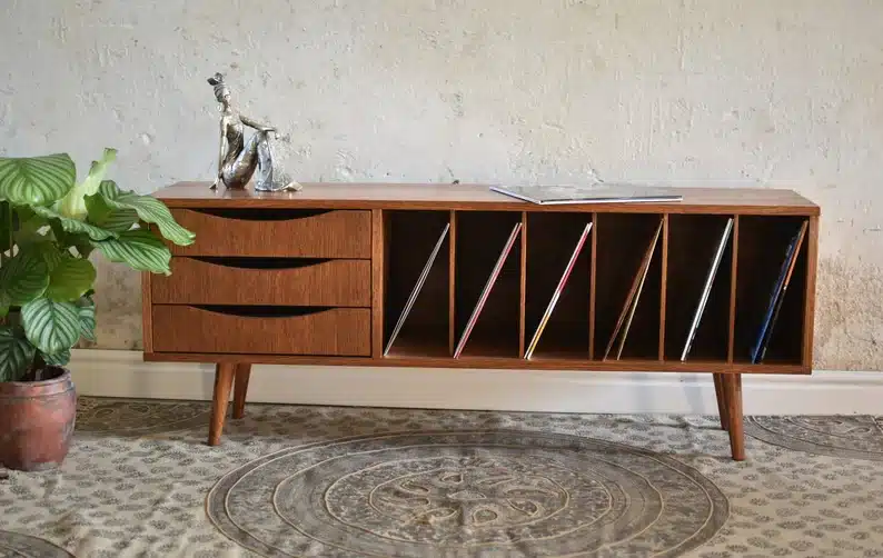 buffet en bois bas pour platine vinyle