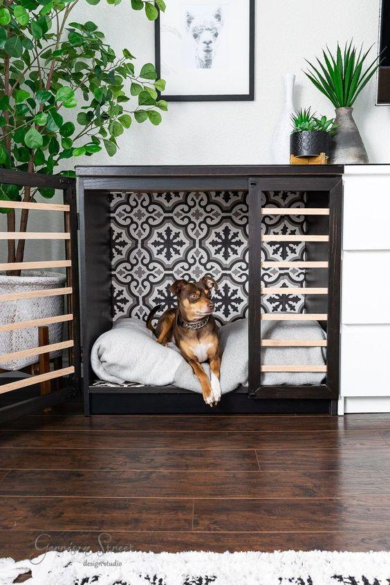 DHYBDZ Cage pour Chien en Bois d'intérieur avec tiroir, Niche