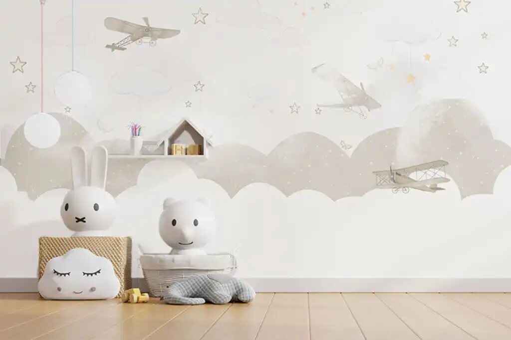 papier peint blanc pour chambre d'enfant tendance 2023