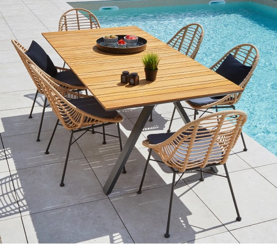 table de jardin plateau bois