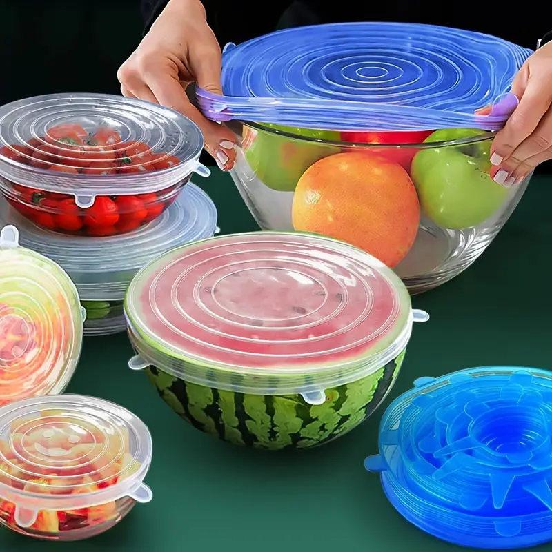 Couvercles extensibles en silicone pour couvrir les aliments au frigo